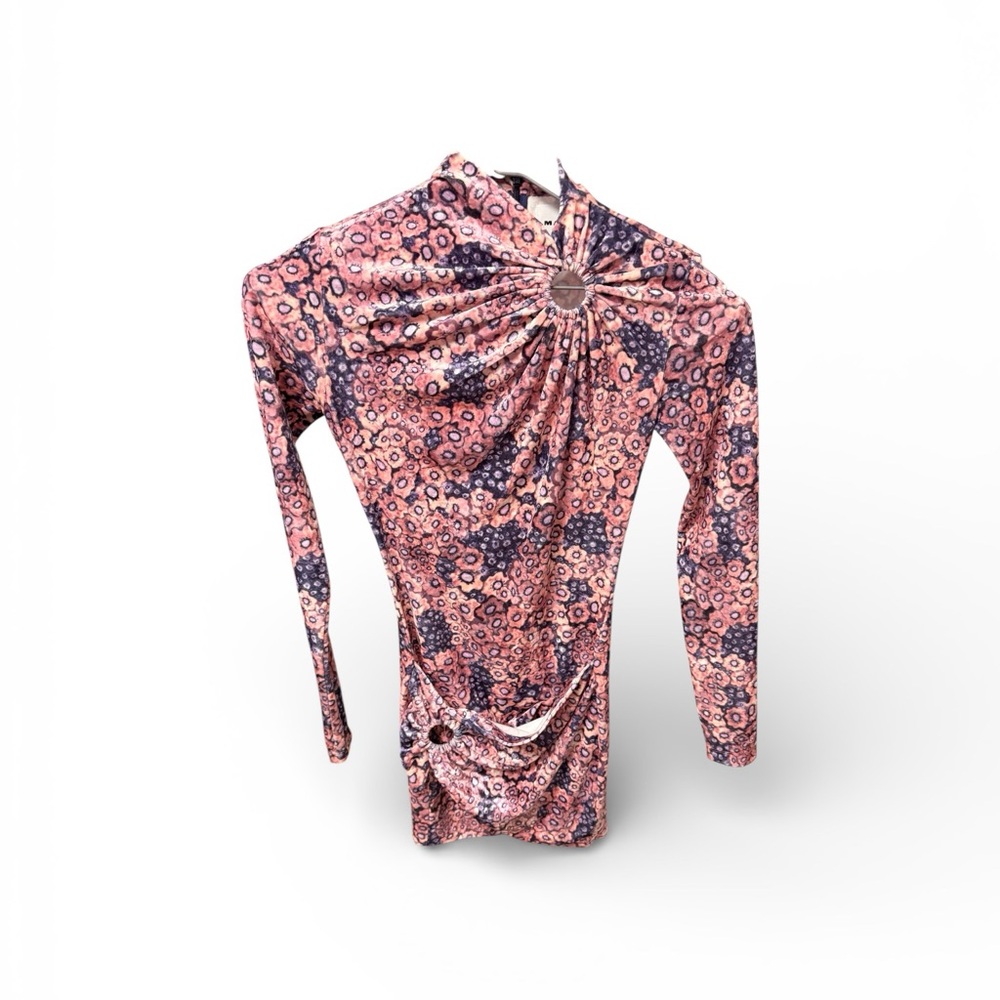 Havana Dress in Antik Pink MARANT ETOILE Antik Pink Floral Pink Long Sleeve Sz S - Picture 7 of 7